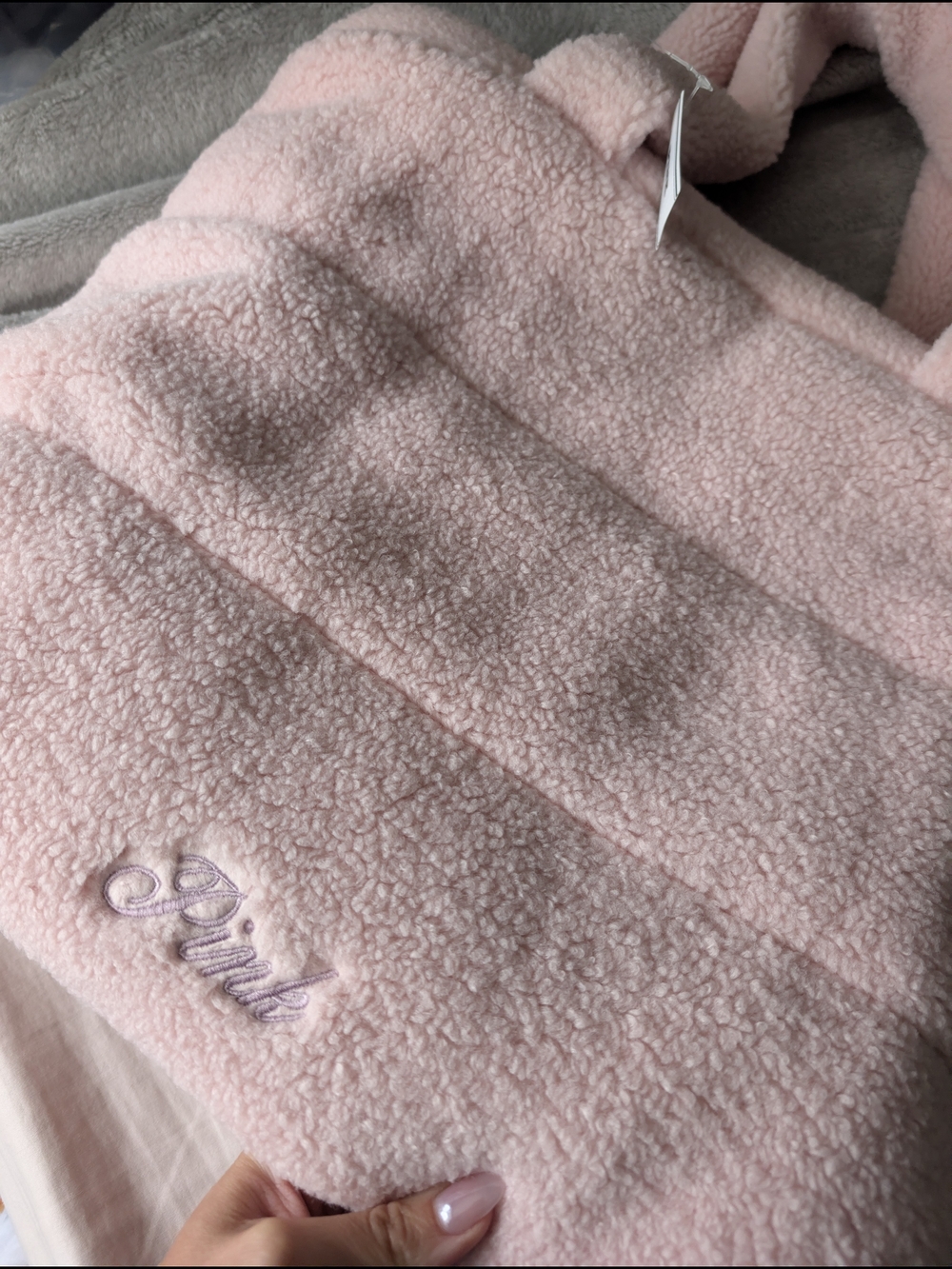 Pink Sherpa Tote Bag - Soft Plush - Picture 3 of 4
